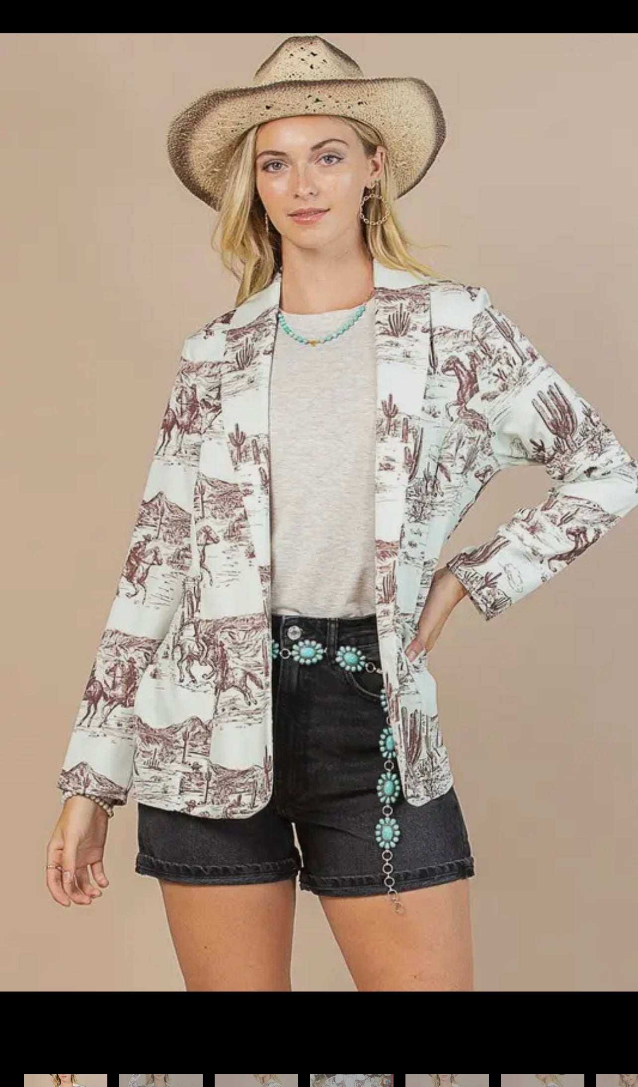 PRE-Order Western Print Woven Blazer