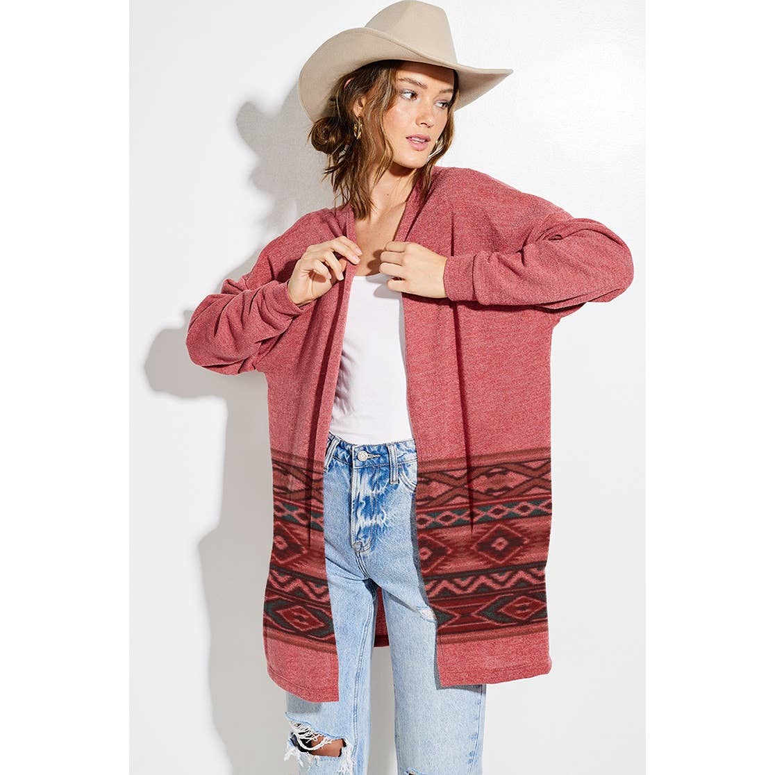 Aztec Border Knit Cardigan