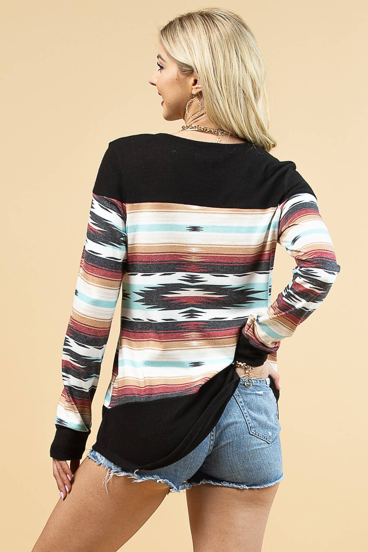 ALEXA COLOR BLOCK AZTEC HACCI TOP