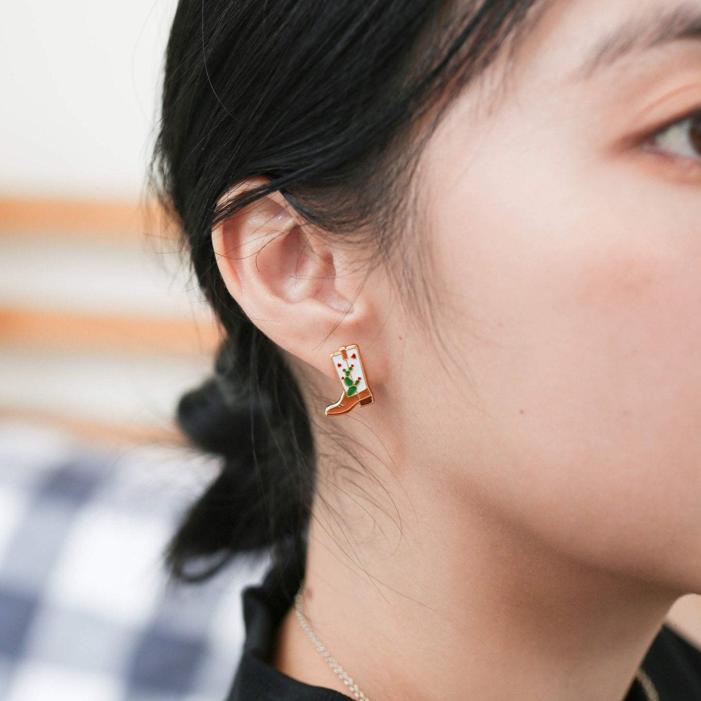 Cowgirl Cactus Boots Enamel Earrings