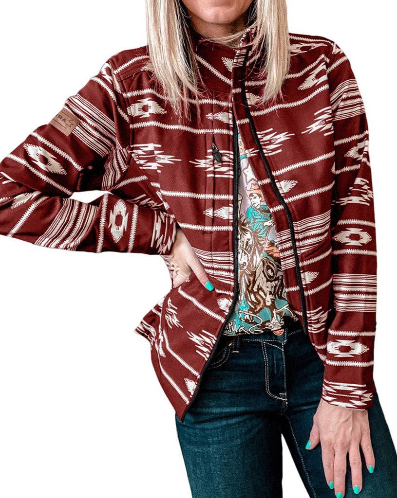 Western Aztec Zipped Jacket w/Pockets