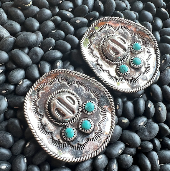 Turquoise Stone Cowgirl Hat Stud Earrings