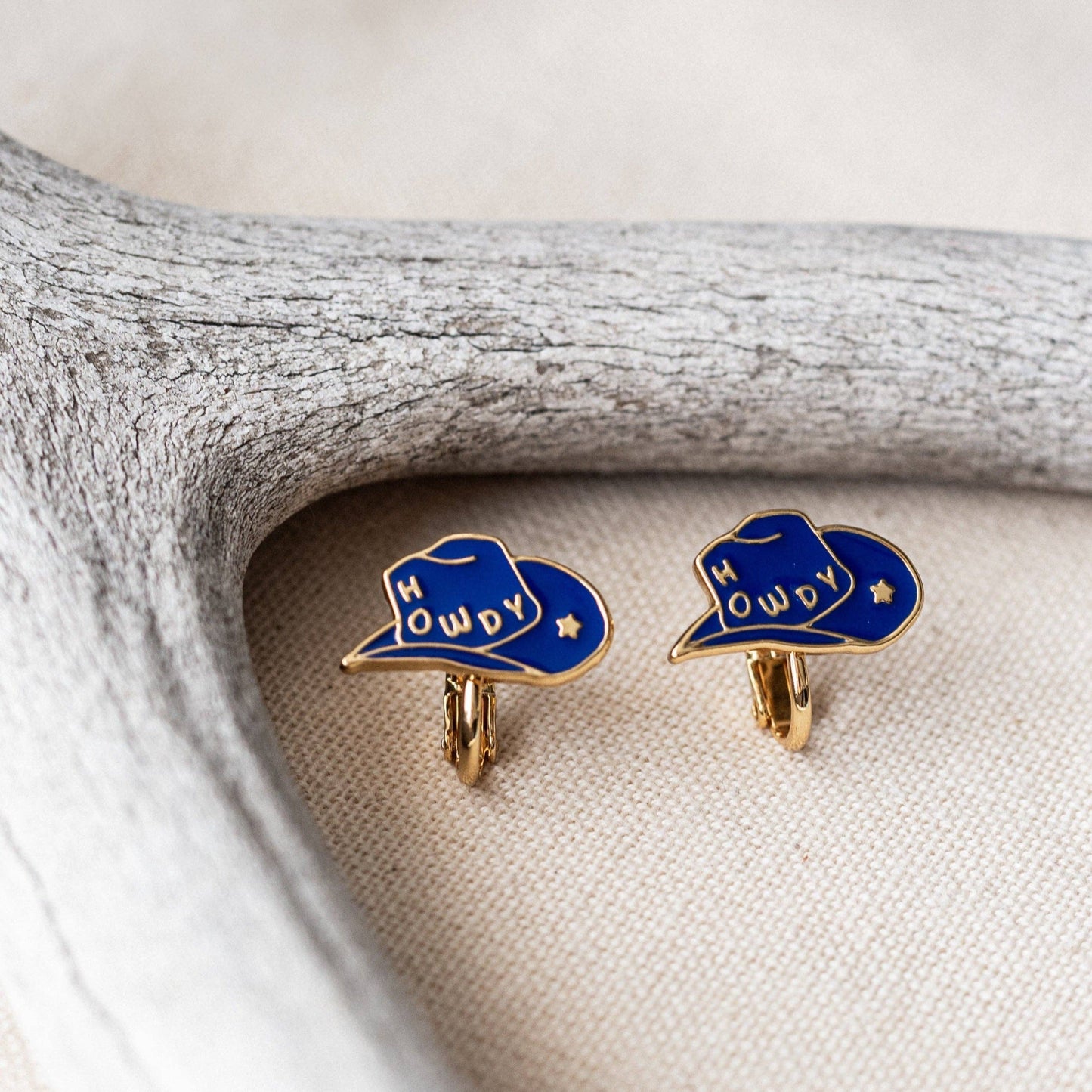 Howdy Cowgirl Hat Enamel Earrings