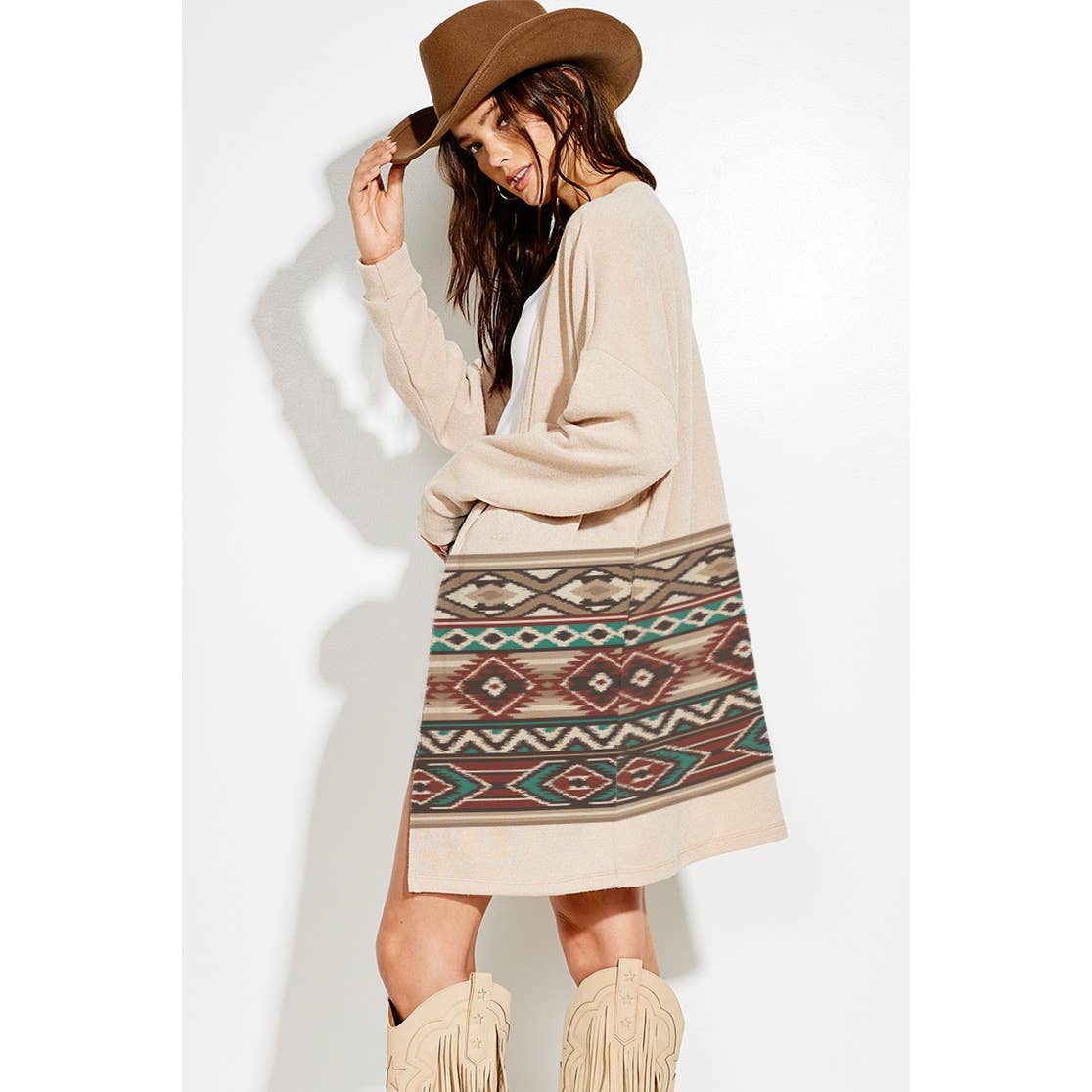 Aztec Border Knit Cardigan