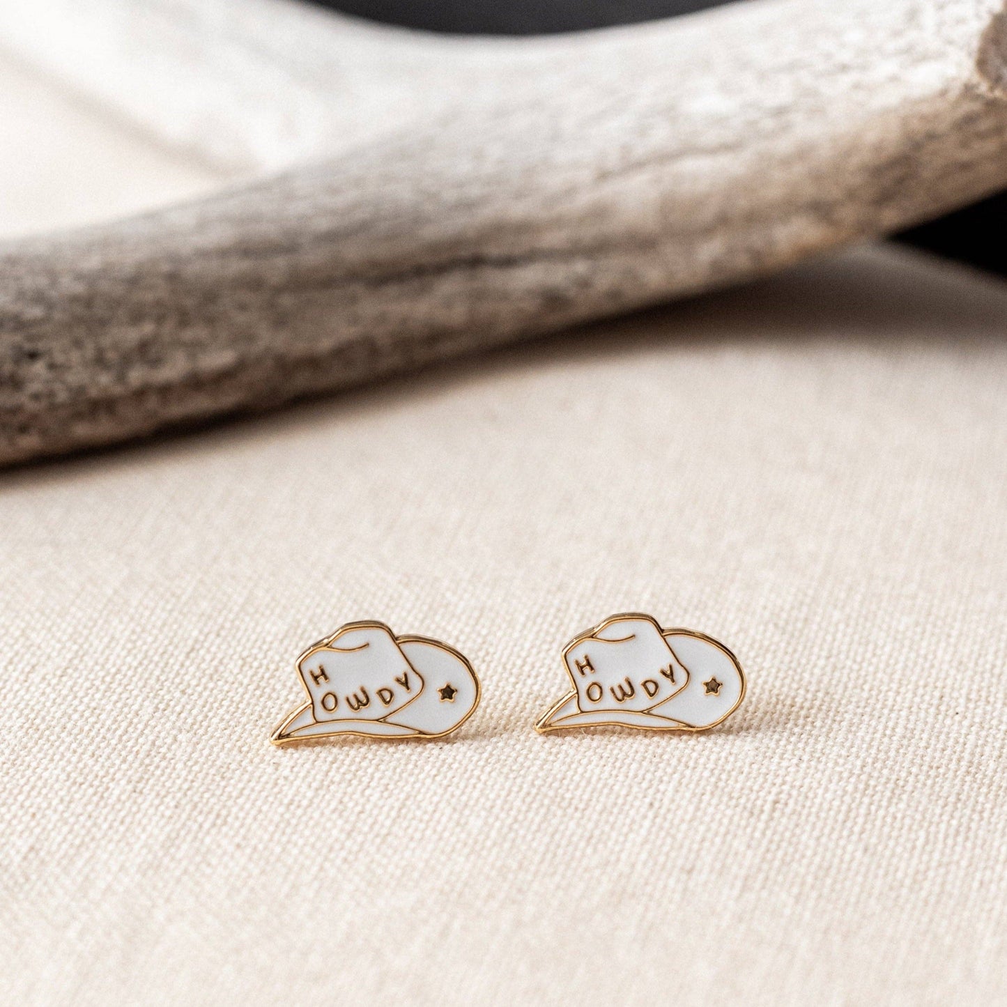 Howdy Cowgirl Hat Enamel Earrings